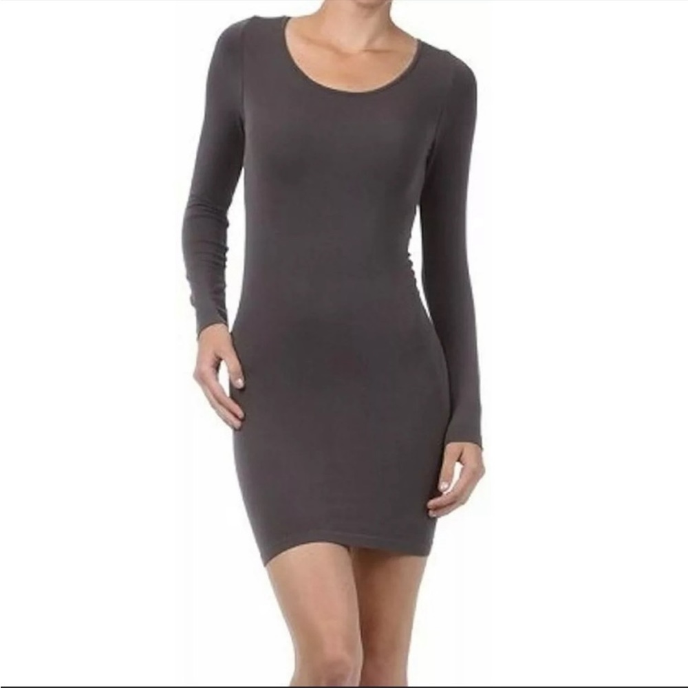 M. Rena | Gray Long Sleeve Mini Dress | O/S